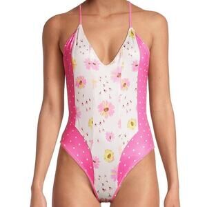 LoveShackFancy Shailee One-Piece Swimsuit - Bright Peony Multi Size L
